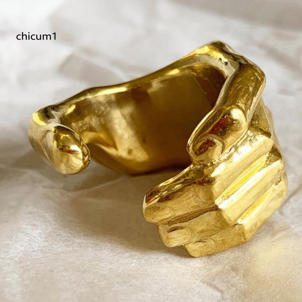 Nhẫn Hở Chạm Khắc Phong Cách Vintage Bằng Hợp Kim Có Thể Điều Chỉnh Kích Cỡ