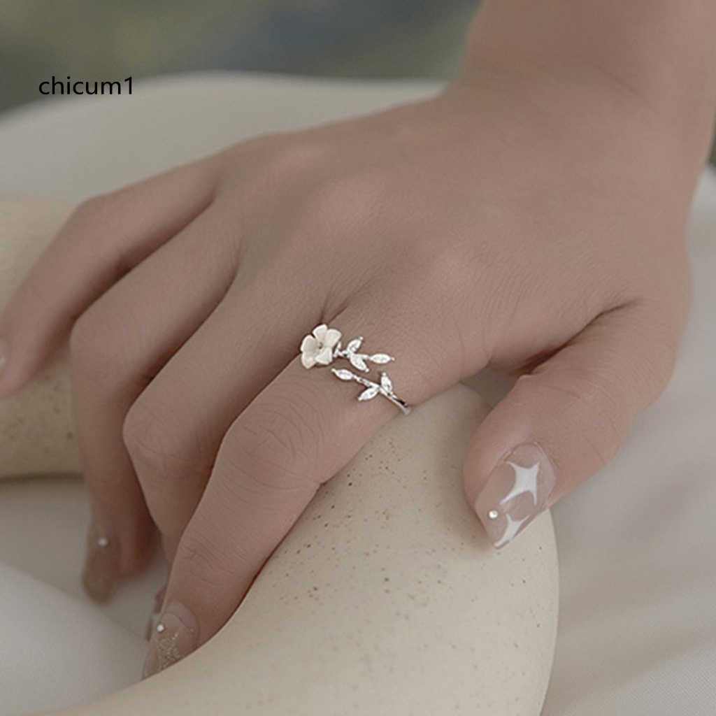 Nhẫn Cưới Dạng Mở Hình Hoa Lá Có Thể Điều Chỉnh Kích Cỡ Cho Nữ