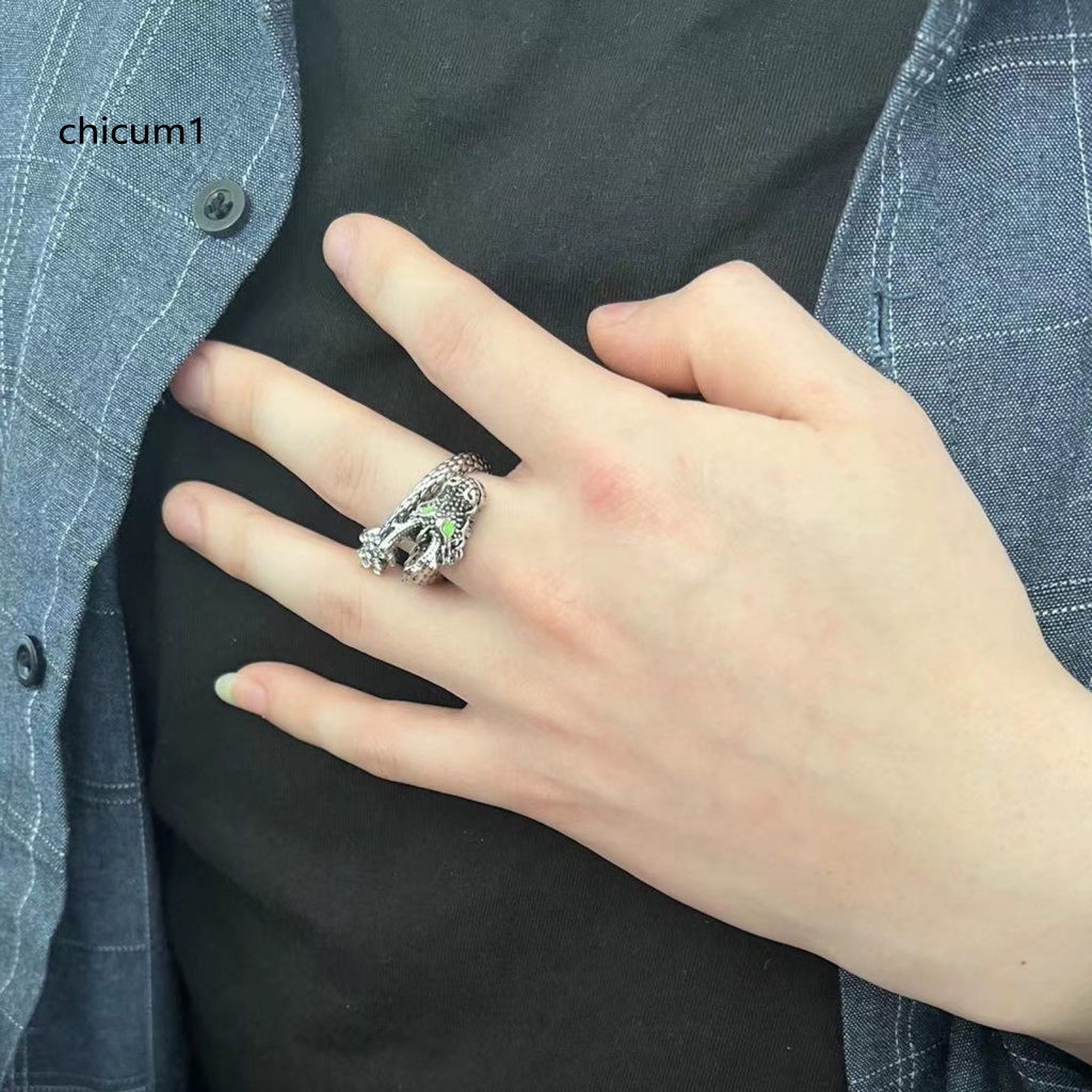 Nhẫn Hở Mạ Bạc Hình Rồng Cá Tính Thời Trang Cho Nam