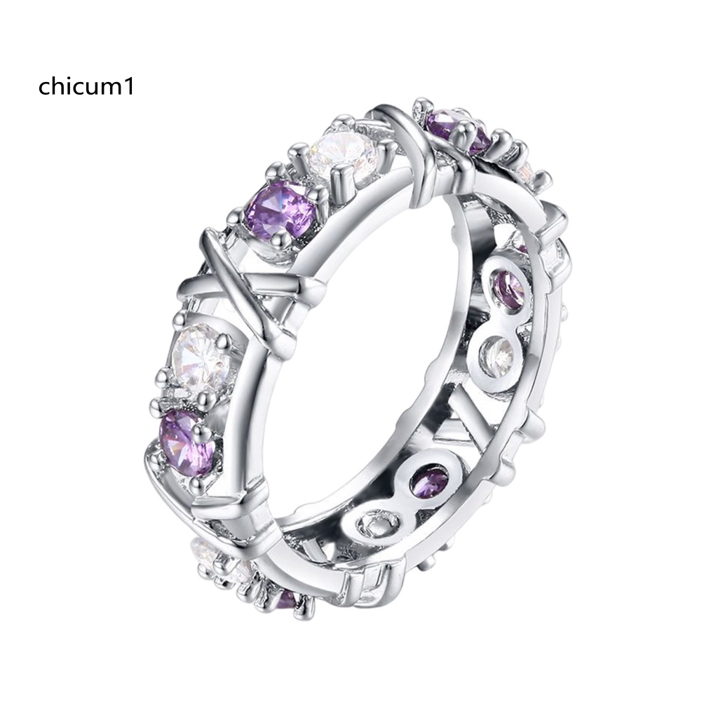 Nhẫn Đeo Tay Hai Tông Màu Đính Đá Zircon Giả Lấp Lánh Cho Nữ