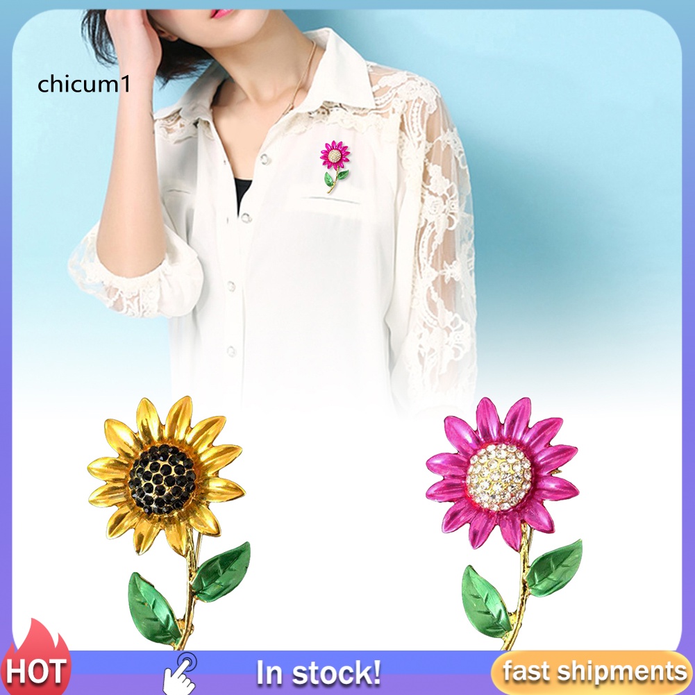 Trâm Cài Áo Hình Hoa Hướng Dương Đính Đá Thời Trang Cho Nữ
