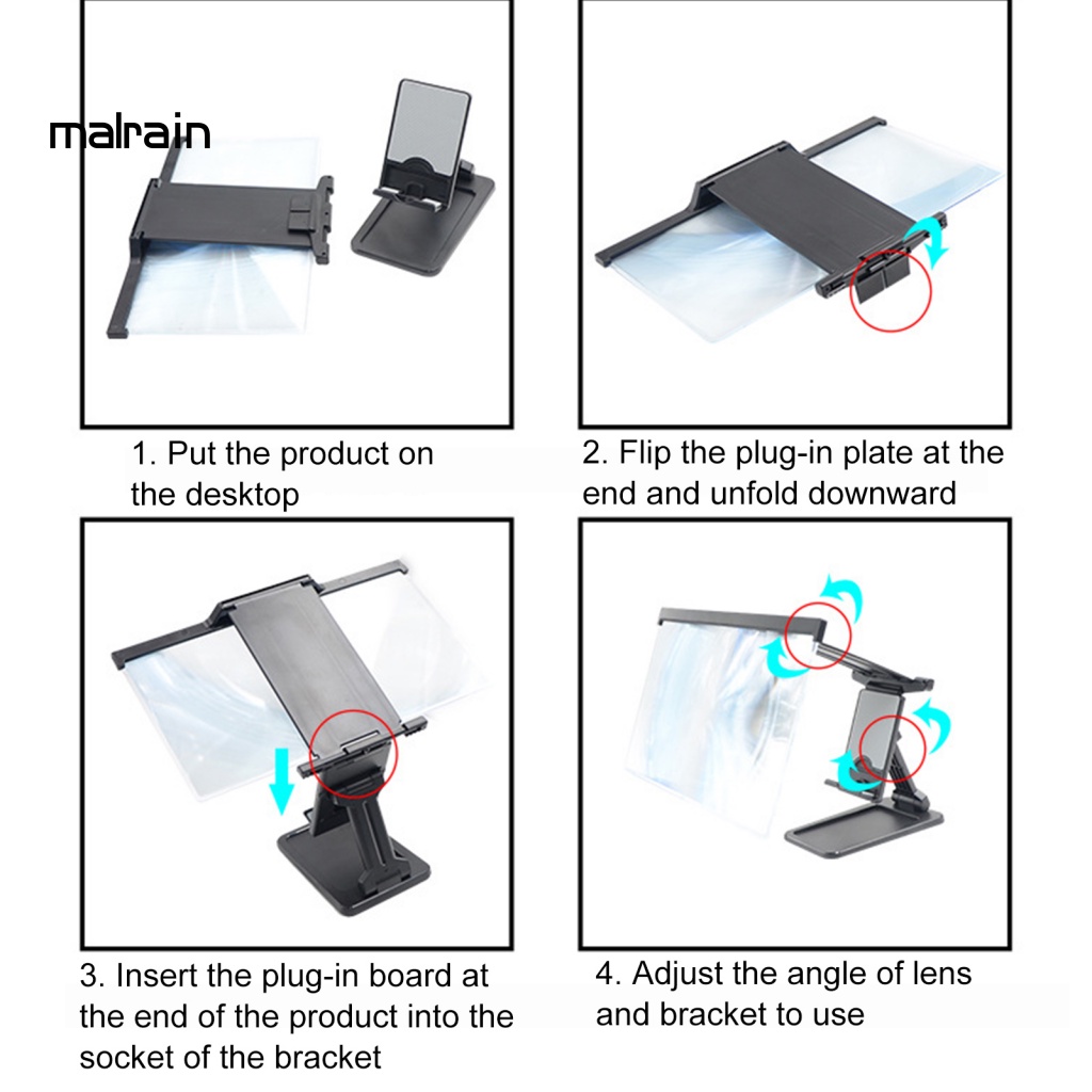 Kính Lúp Phóng To Màn Hình Điện Thoại 3D L20 12 Inch Có Thể Gấp Gọn Tiện Dụng Cho Gia Đình