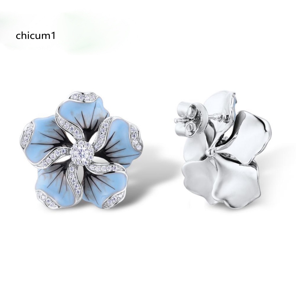 Khuyên Tai CC Hình Hoa Đính Đá Zircon Bằng Hợp Kim Không Gây Dị Ứng Cho Cuộc Sống Hàng Ngày