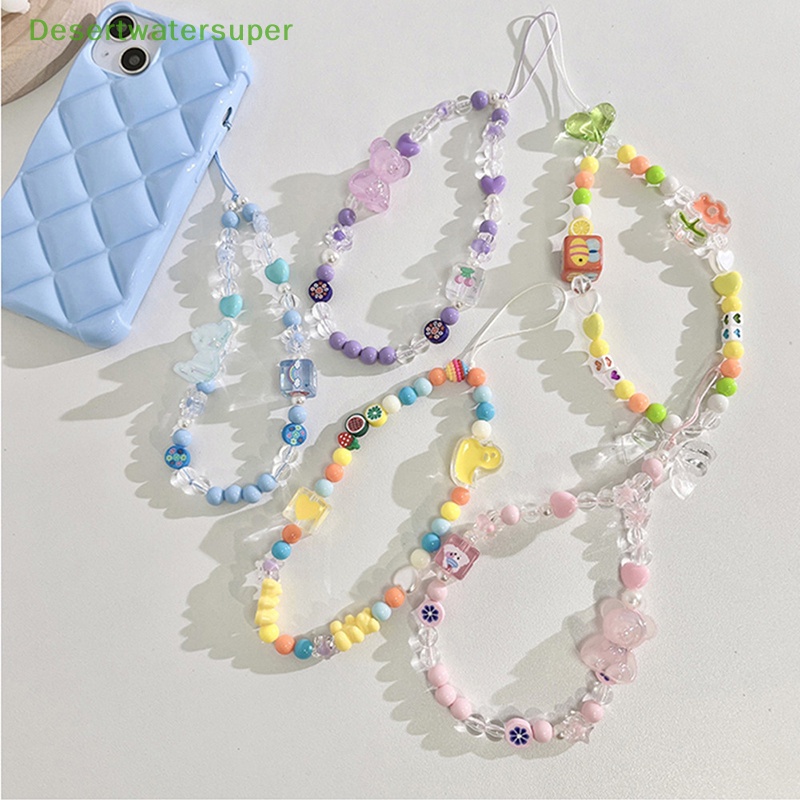 Dsvn Dây Đeo Điện Thoại Ngắn Xỏ Hạt Hình Gấu Hoạt Hình Sáng Tạo Cá Tính Hợp Thời Trang Cho Nữ