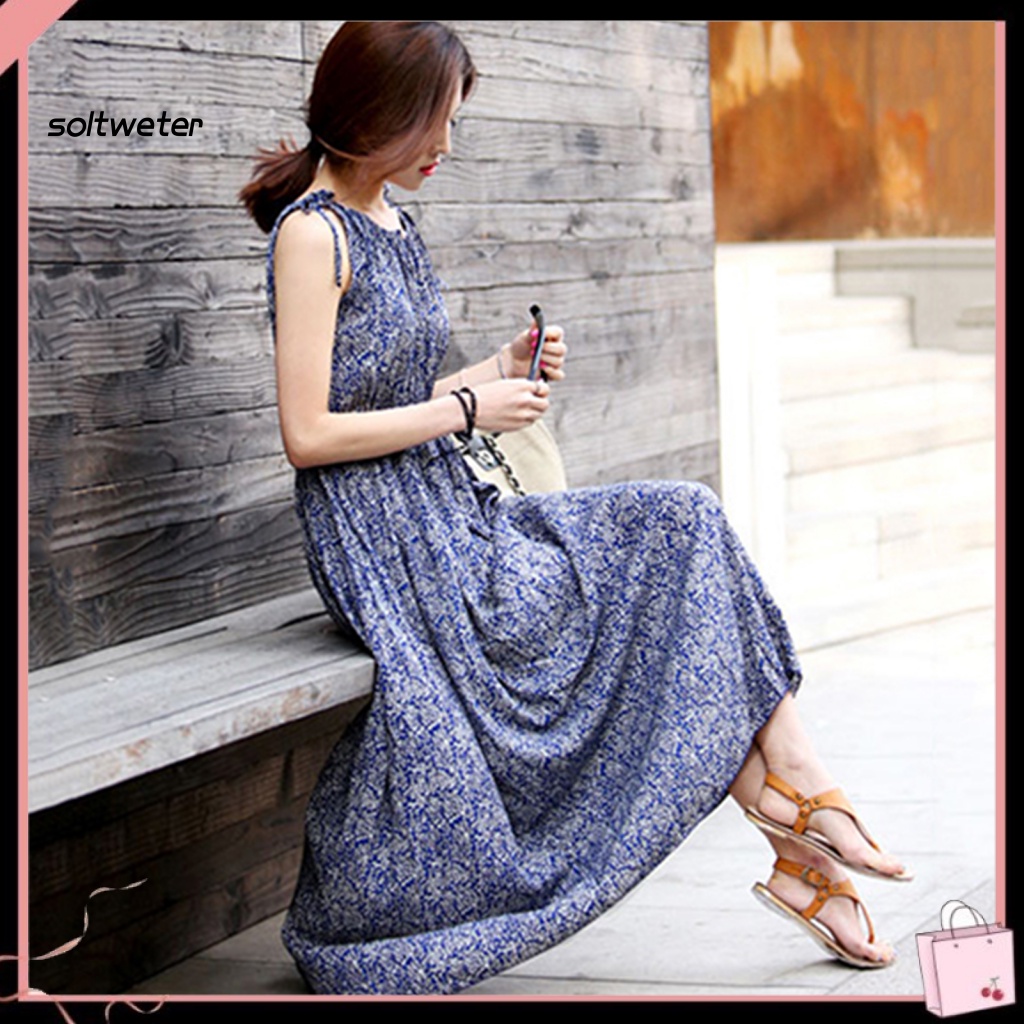 Đầm Sát Nách Chất Liệu Cotton Pha Họa Tiết Hoa Thời Trang Mùa Hè Cho Nữ