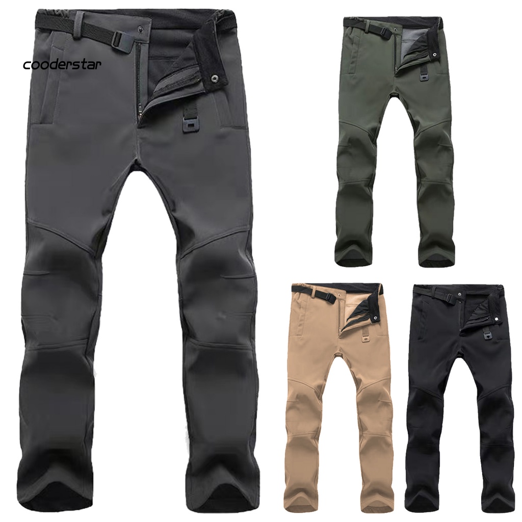 Quần Dài Leo Núi Vải Lông Cừu Dày Dặn Co Giãn Chống Gió Chống Thấm Nước Cho Nam