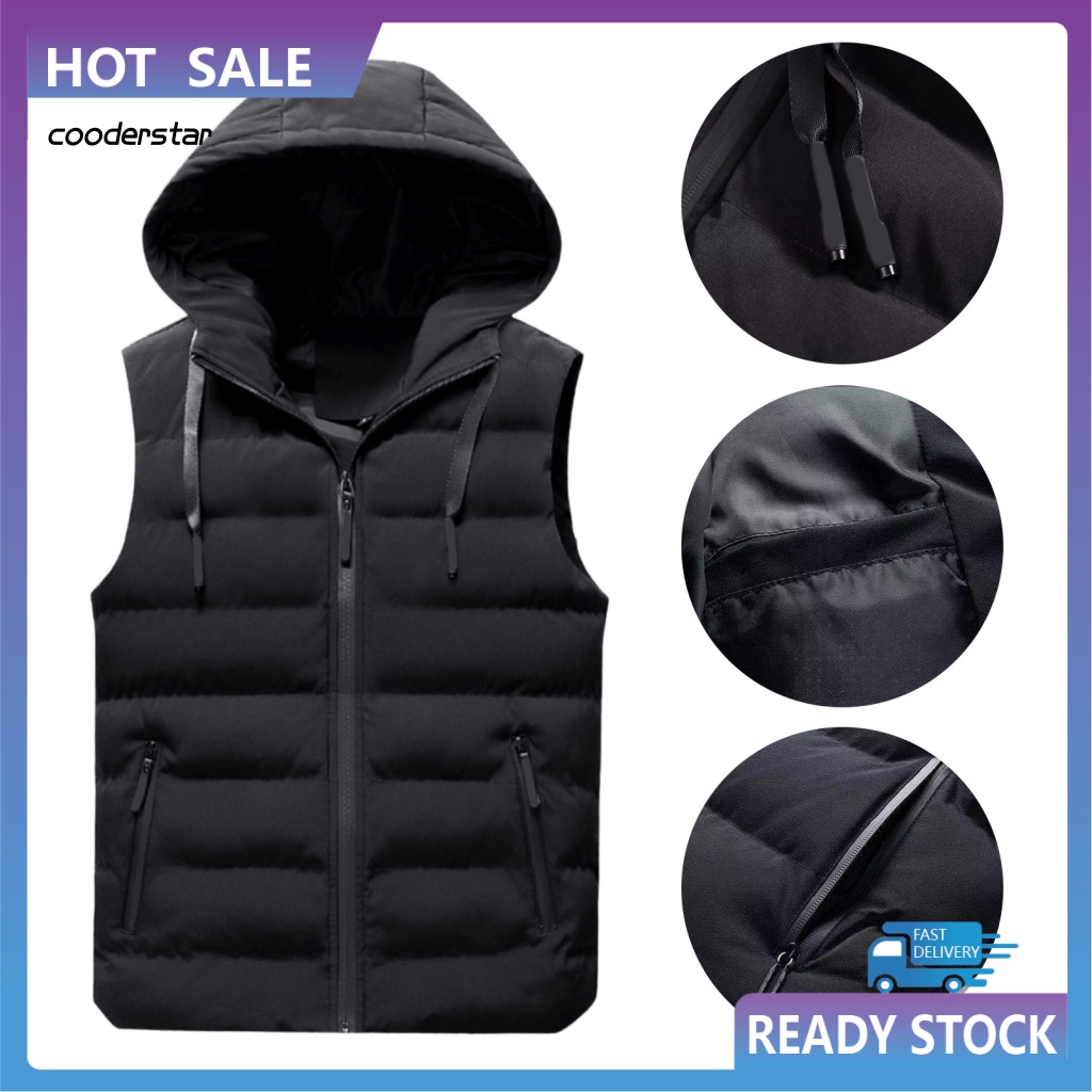 Áo Khoác Phao Sát Nách Có Nón Dáng Ôm Lót Cotton Thời Trang Thu Đông Cho Nam