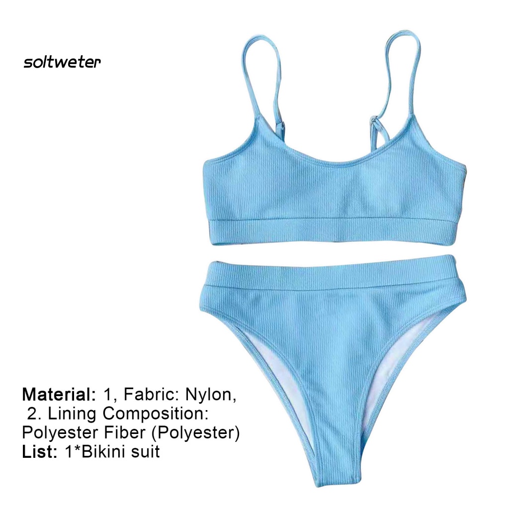 Bộ Đồ Bơi Bikini Lưng Cao Mau Khô Có Đệm Ngực Dành Cho Nữ