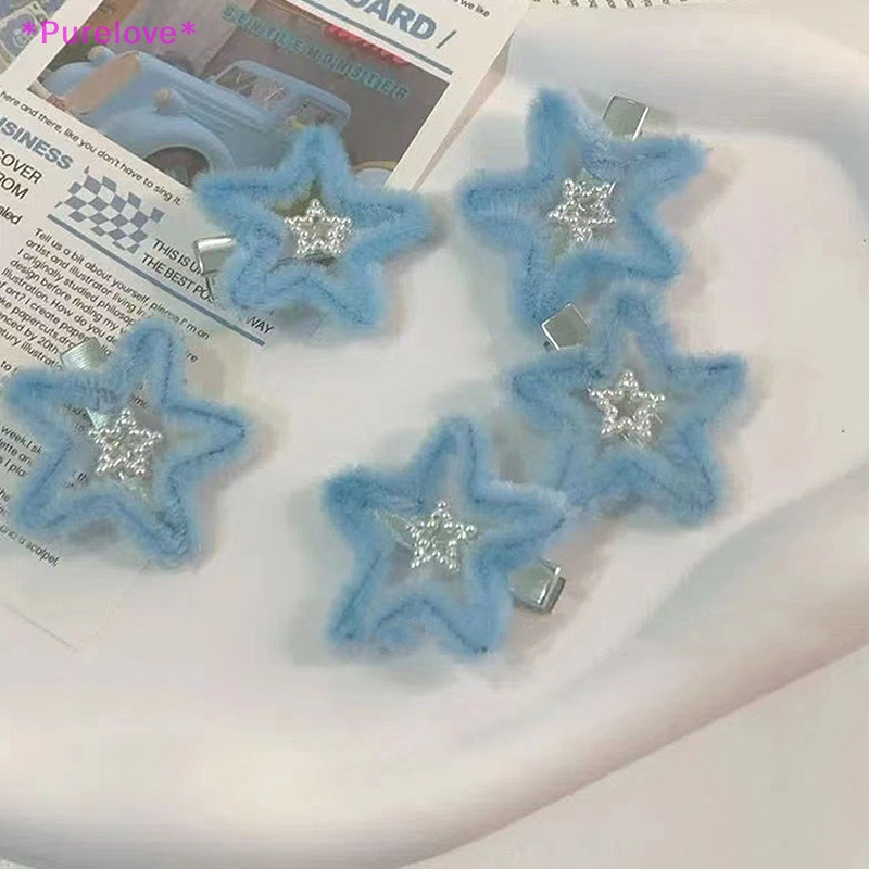 1 Kẹp Tóc Lông Nhung Hình Ngôi Sao Màu Xanh Dương Ngọt Ngào Thời Trang 2023 Mới