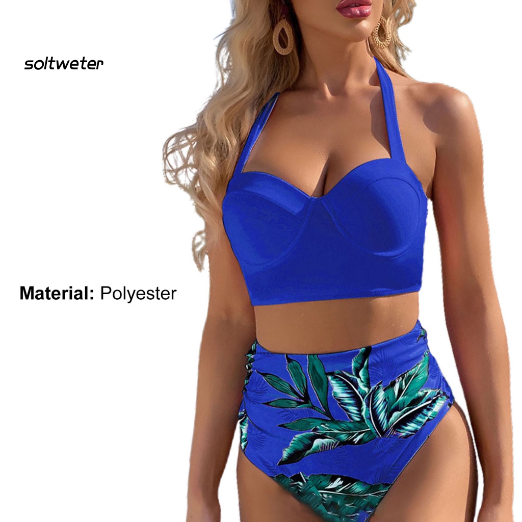 Bộ Bikini 2 Mảnh Hở Lưng Họa Tiết Lá Cây Thời Trang Quyến Rũ Cho Nữ