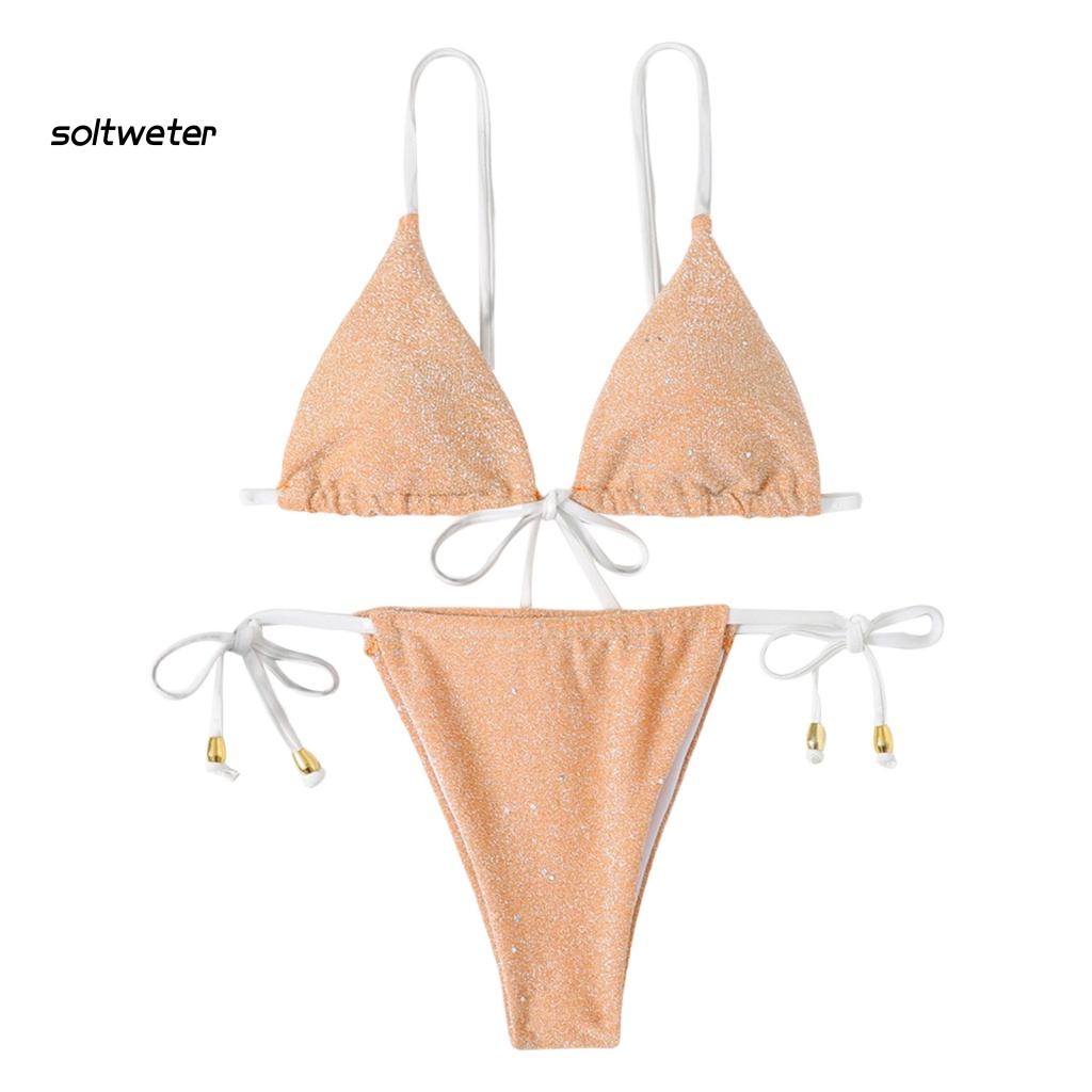 Bộ Bikini 2 Mảnh Màu Sắc Thời Trang Gợi Cảm Cho Nữ