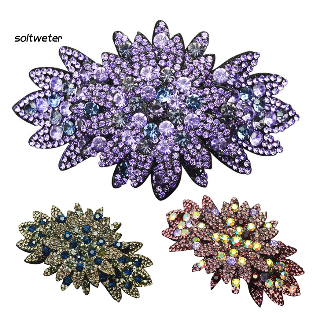 Kẹp Tóc Hình Hoa Đính Đá Lấp Lánh Sang Trọng Chống Trượt