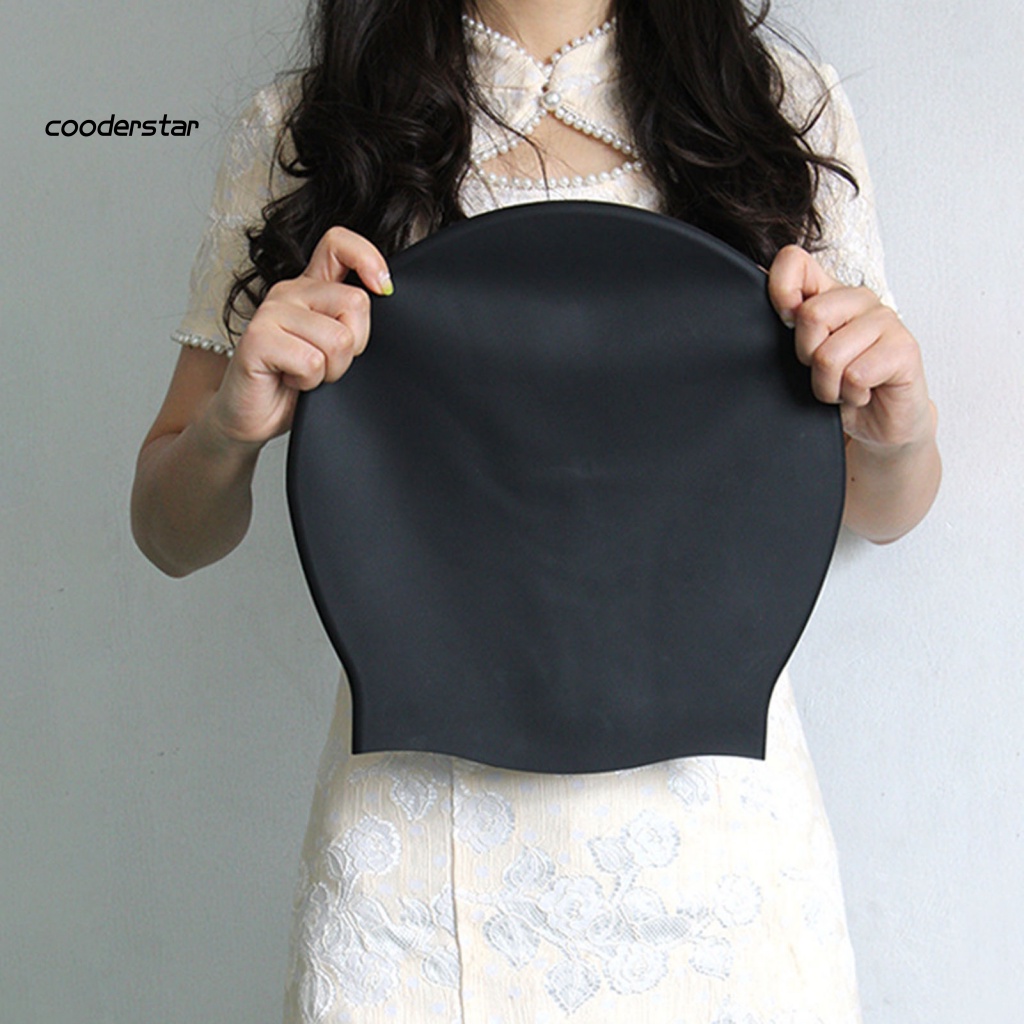 Mũ Bơi Silicon Mềm Mại Co Giãn Tốt Thoáng Khí Chống Trượt Màu Trơn Kèm Mái Tóc Có Thể Tái Sử Dụng