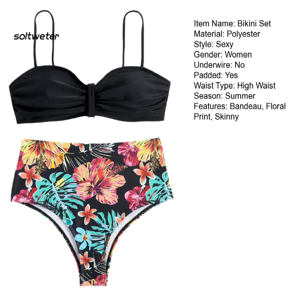 Bộ Bikini 2 Mảnh Màu Sắc Trơn Lưng Cao Có Thể Điều Chỉnh Cho Nữ