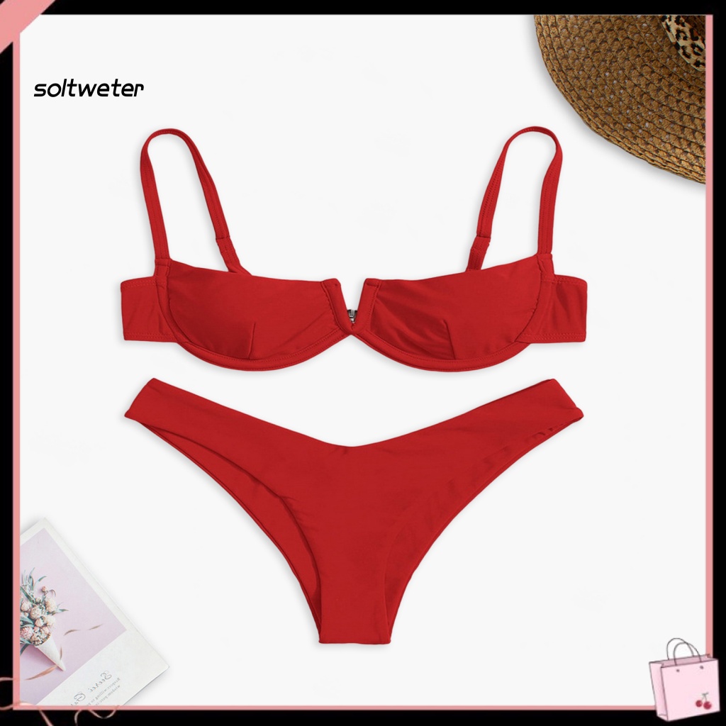 Bộ Bikini 2 Mảnh Có Mút Nâng Ngực Màu Sắc Trơn Họa Tiết Da Báo Quyến Rũ Cho Nữ