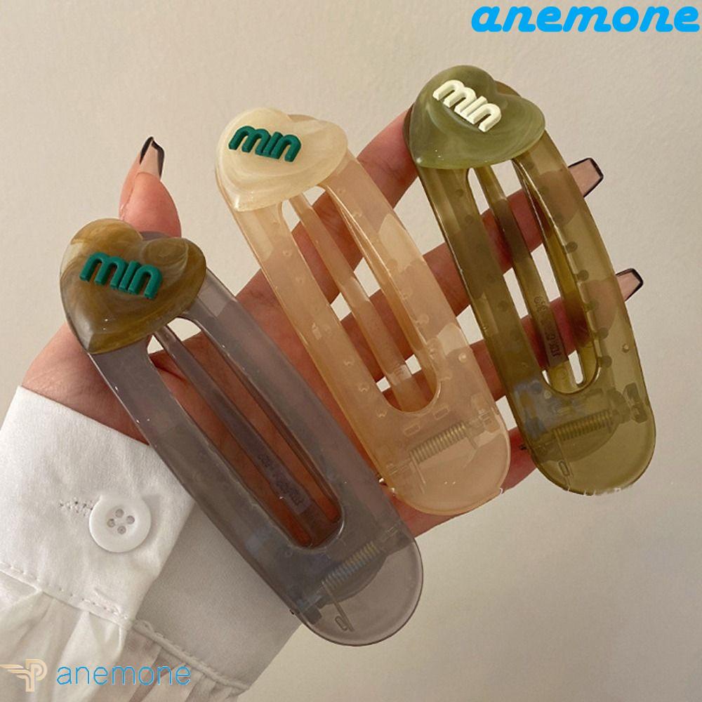 ANEMONE Kẹp Tóc Hình Trái Tim Trong Suốt Màu Kẹo Phong Cách Hàn Quốc Cho Nữ