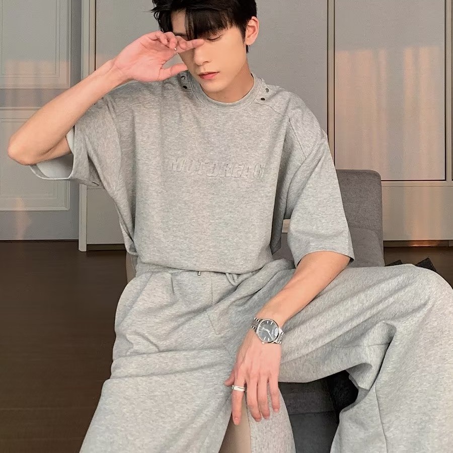 Bộ Đồ Thể Thao Hai Mảnh Dáng Rộng Phong Cách Hàn Quốc Hợp Thời Trang Mùa Hè Cho Nam