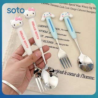 ♫ bộ muỗng nĩa sanrio hello kitty inox bộ đồ ăn học sinh bộ muỗng nĩa home phụ kiện bếp