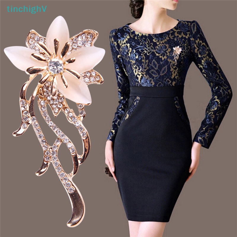 [TinchighV] Cài Áo Hình Hoa Đính Đá Opal Pha Lê Cho Nữ