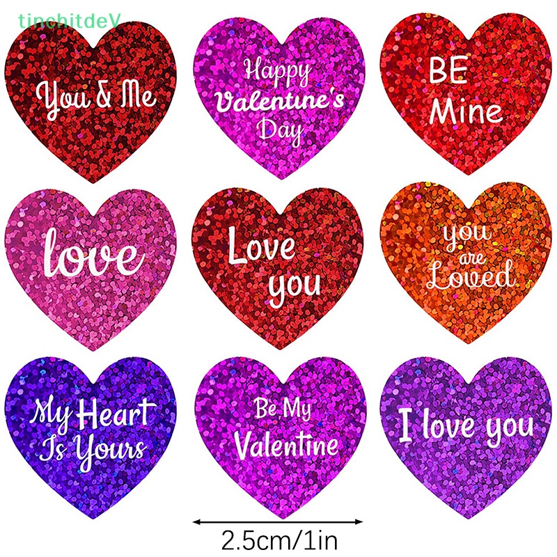 Cuộn 500 Nhãn Dán Hình Trái Tim Lấp Lánh Trang Trí Sổ Tay