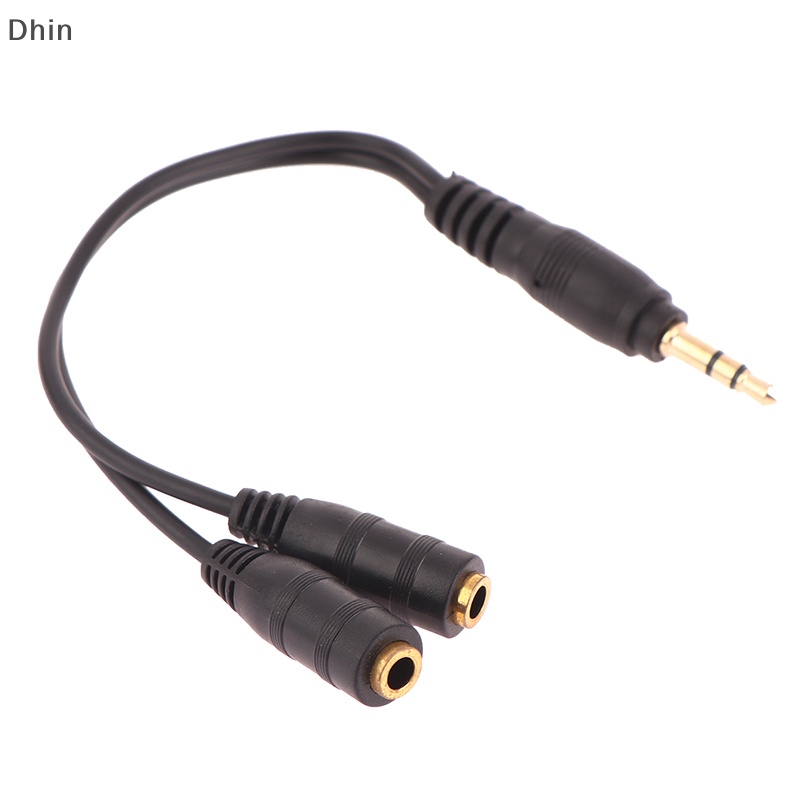 [Dhin] 1 in 2 3.5mm Stereo Audio Univesal Male to 2 Female Headset Mic Y Splitter Earphone Cable Adapter For Iphone Android Headphone COD