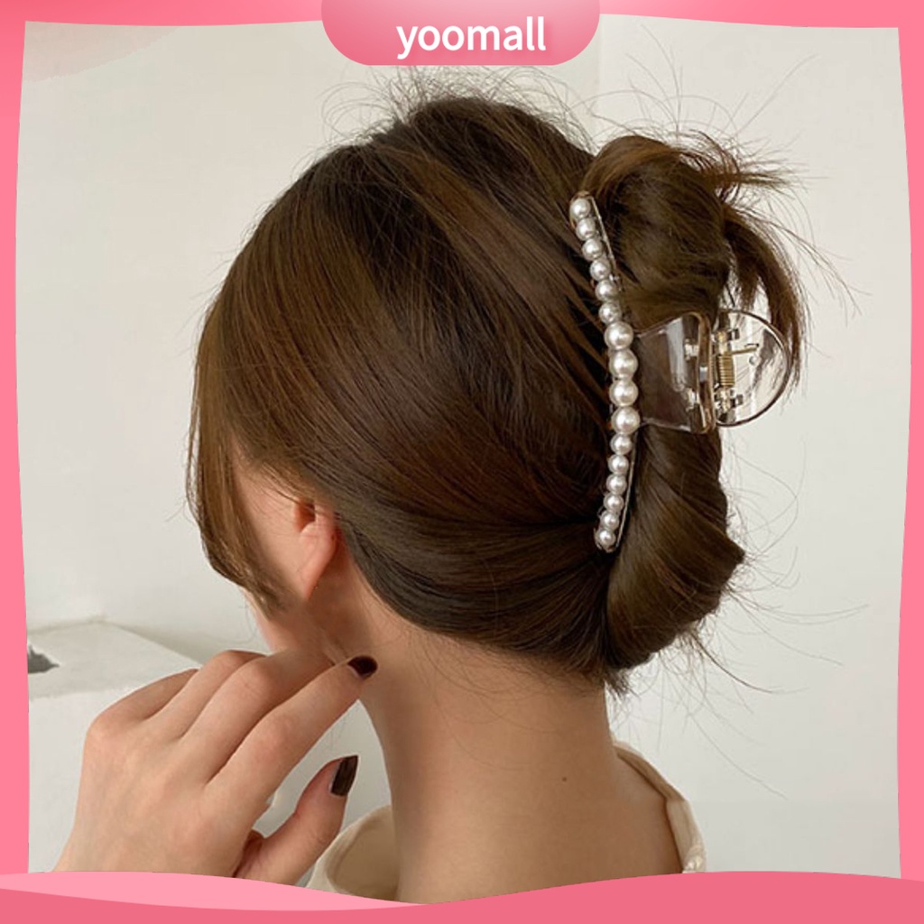 Kẹp Tóc Càng Cua Lớn Bằng Nhựa Đính Ngọc Trai Nhân Tạo Xinh Xắn