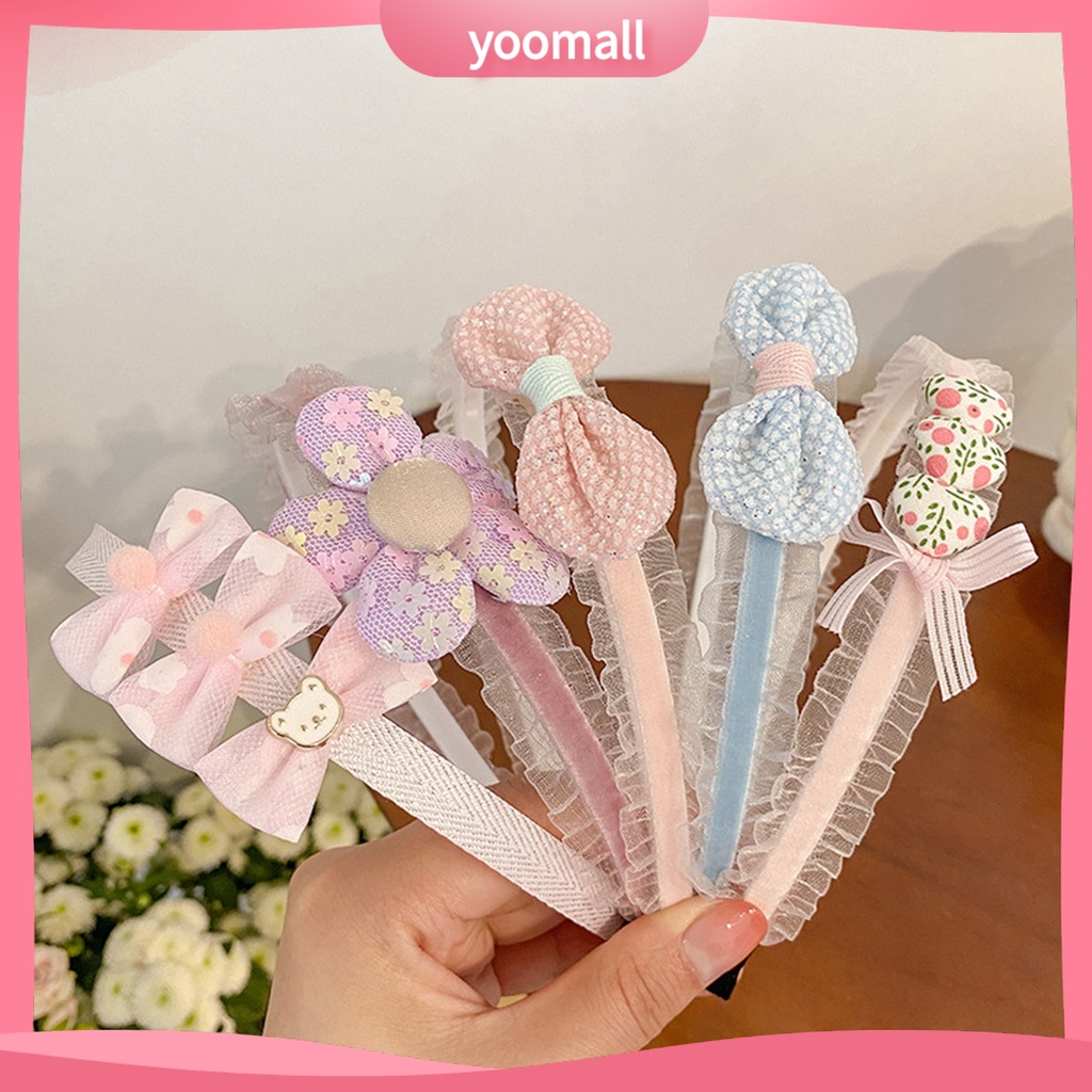 Băng Đô Nơ Đính Ngọc Trai Giả Co Giãn Xinh Xắn Cho Bé Gái