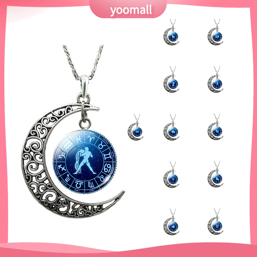 Vòng cổ Mặt Hình 12 Chòm Sao Đính Đá Quý Nhân Tạo Thời Trang Unisex