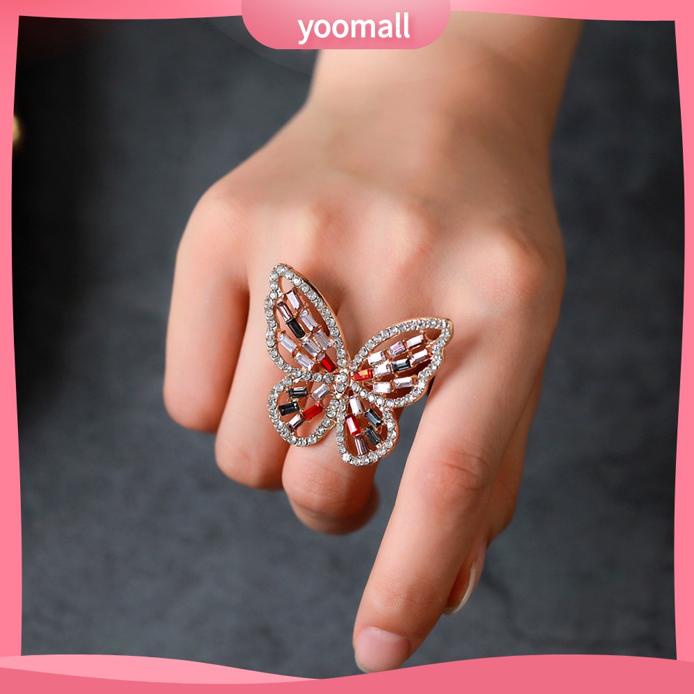 Nhẫn Mở Hình Bướm Đính Đá Zircon Sang Trọng Cho Nữ