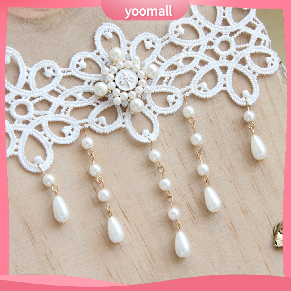 Vòng Cổ Choker Ren Đính Ngọc Trai Giả Lấp Lánh Thanh Lịch Tùy Chỉnh Thời Trang Cho Nữ