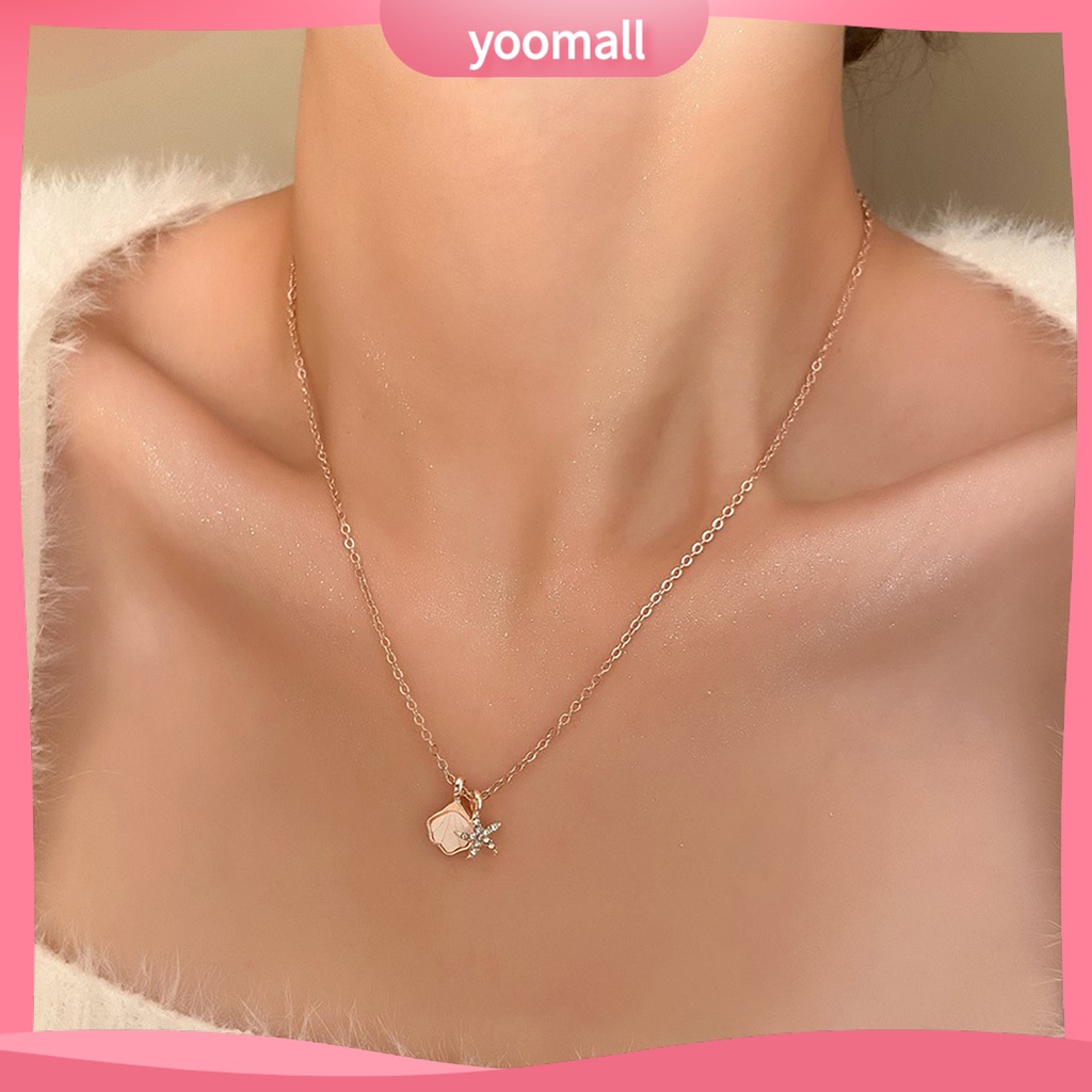 Vòng cổ Hợp Kim Mặt Hình Vỏ Sò Đính Đá Thời Trang Cho Nữ