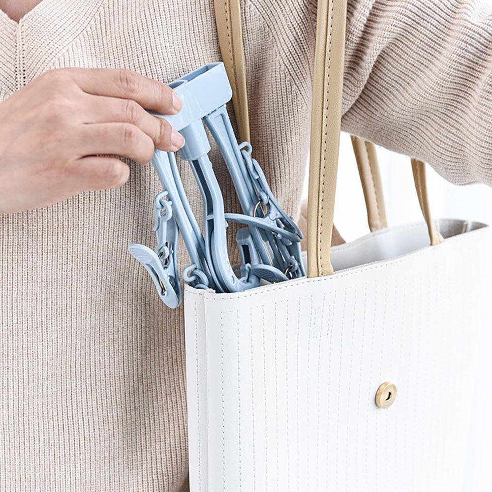 MUVAKO Thanh treo móc quần áo 8 Kẹp Bằng Nhựa Chống Trượt Có Thể Gấp Gọn Tiện Dụng