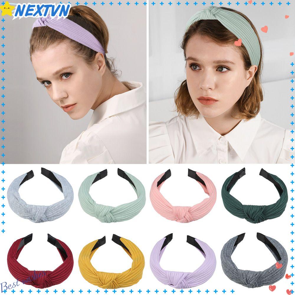 NEXTVN Băng Đô Vải Dệt Kim Thắt Nơ Màu Sắc Trơn Dành Cho Nữ