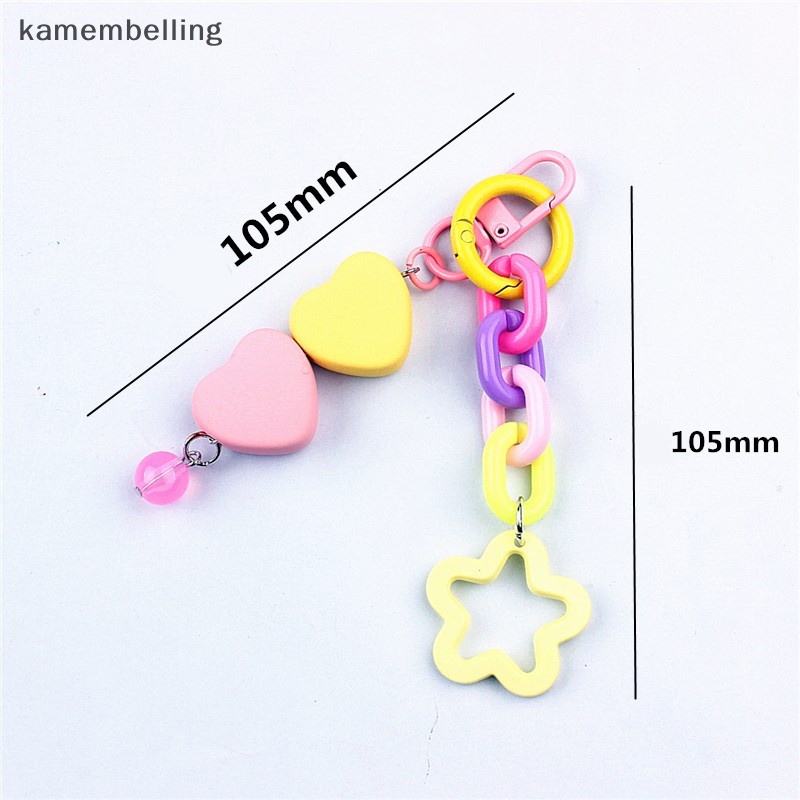 Kamembelling Móc Khóa Hình Trái Tim / Ngôi Sao Mặt Nhám Nhiều Màu Phong Cách Hàn Quốc Cho Nữ