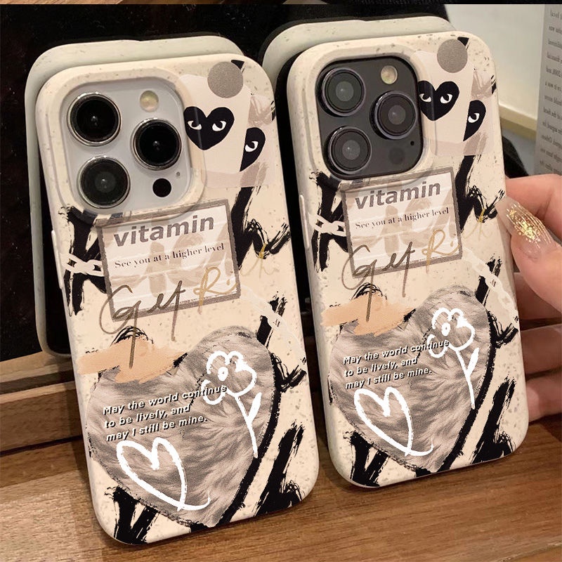Ốp Điện Thoại Dẻo Họa Tiết Trái Tim Phong Cách Graffiti Đơn Giản Chống Sốc Cho iPhone12 14Pro13In 8p7 max 11 R0ZJ