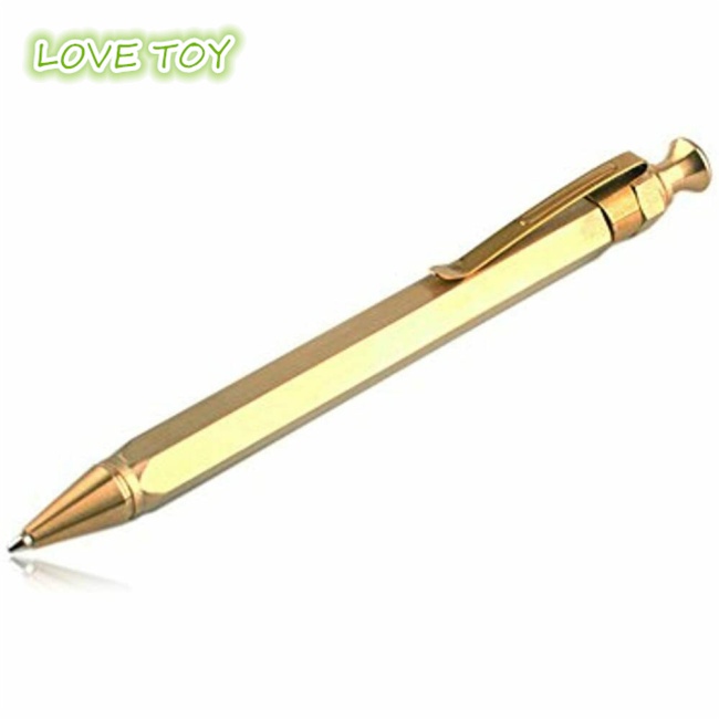 Nkodok Bút Bi Sáu Cạnh Nhỏ Gọn Bằng Đồng Thau Cứng Có Kẹp Dùng Trong Văn Phòng / Trường Học / Kỳ Nghỉ