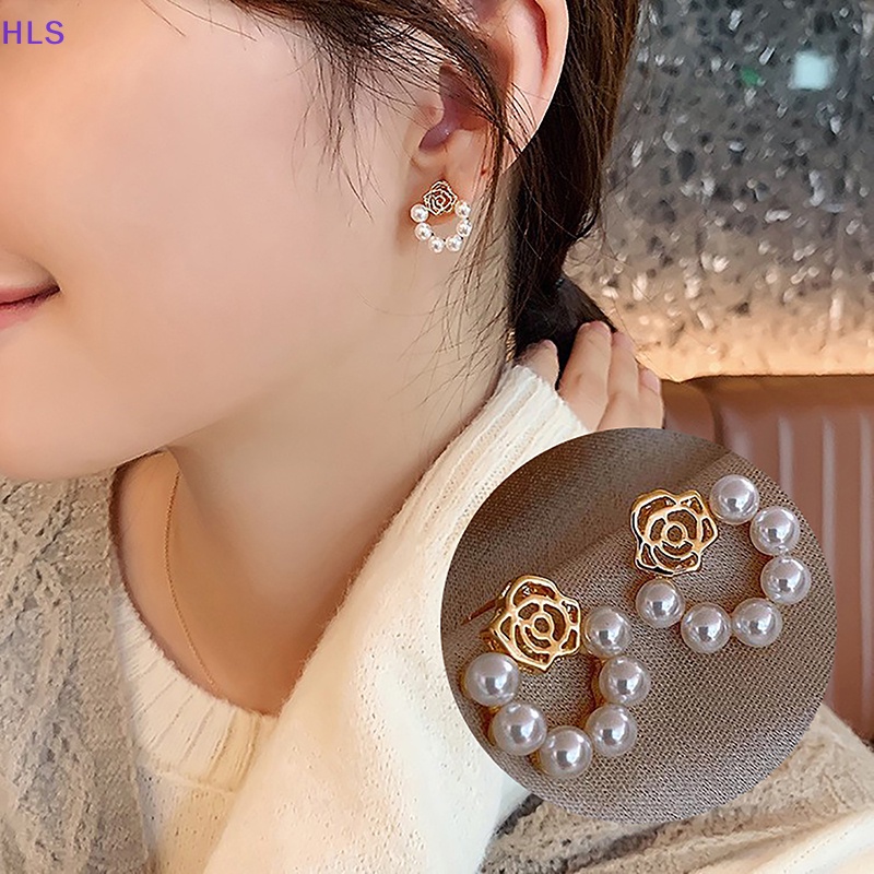 1 Đôi Bông Tai Hình Hoa Đính Ngọc Trai Thời Trang Hàn Quốc Dành Cho Nữ