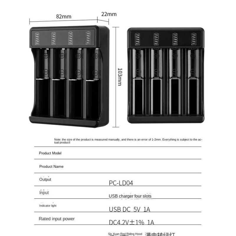 Bộ Sạc Nhanh 4.2V Lithium 4 Khe Cho Đèn Pin 14500 26650 18650