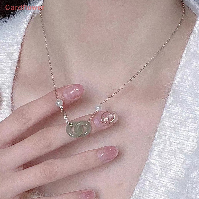 < Cardflower > Vòng Cổ Ngọc Trai Đôi Hetian Phong Cách Thời Trang Mới Làm Quà Tặng Cho Nữ