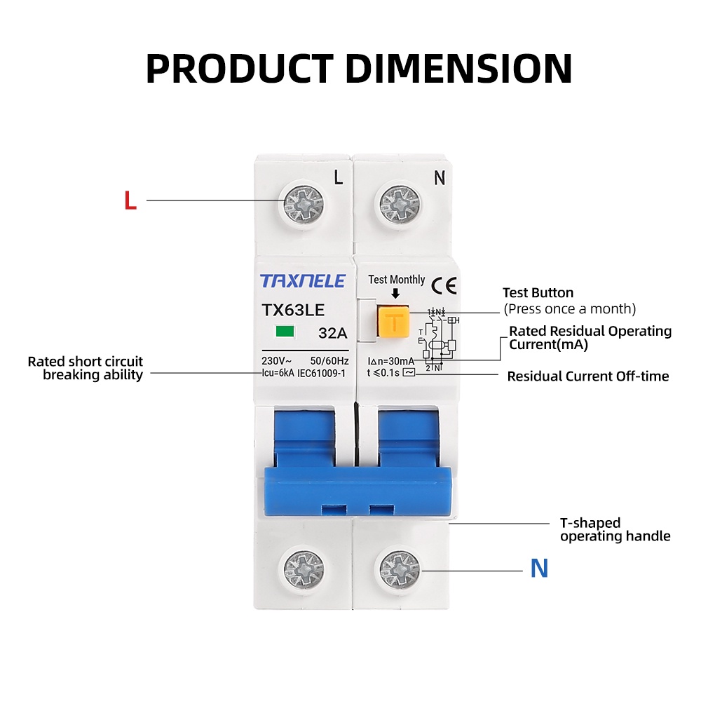 Cầu Dao 16a 32a 63a 230v 2p mcb 30ma Cho Xe Điều Khiển rcbo rcd