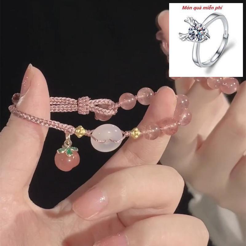 Cod Vòng Đeo Tay Dệt Tay diy An Toàn Cho Học Sinh Bạn Gái / Bạn Gái / Trái Đào Pha Lê Có Khóa Cài
