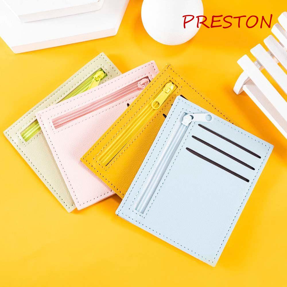 Ví Đựng Thẻ Mini Có Khóa Kéo Màu Kẹo Ngọt Phong Cách Hàn Quốc