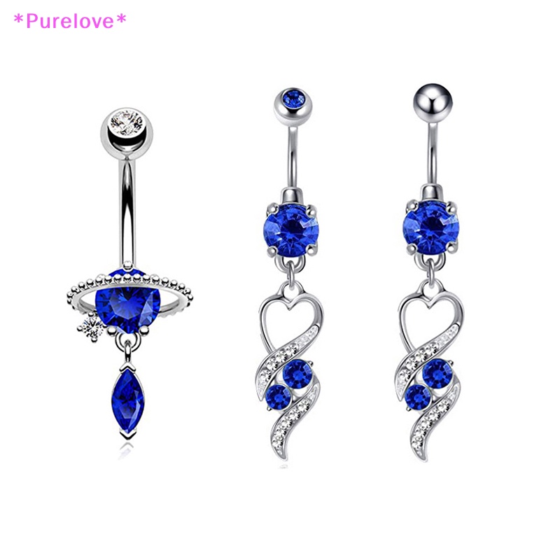 Khuyên Rốn Đính Đá Zircon Màu Xanh Dương Thời Trang Cho Nữ Mới