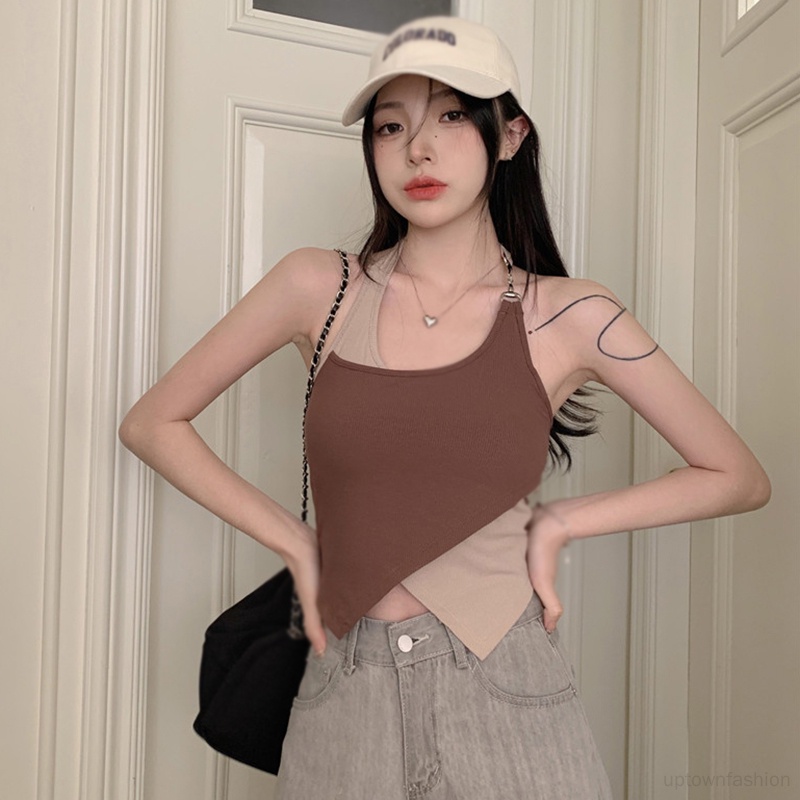 Áo Tank Top Sát Nách Màu Sắc Tương Phản Thời Trang Mùa Hè Cho Nữ