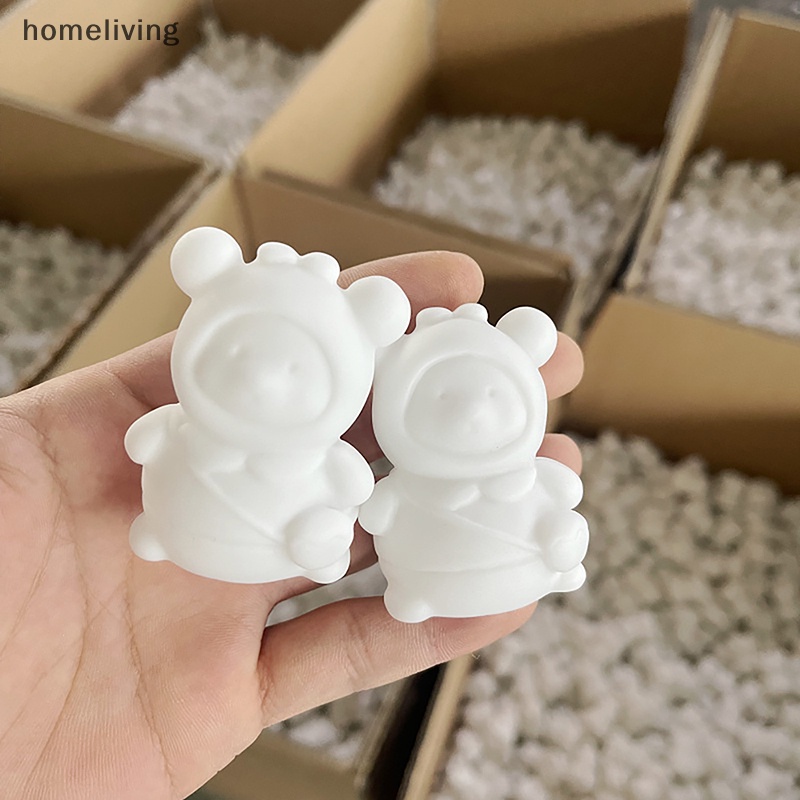 Ba Lô Mini Bằng Gốm Tráng Men Hình Gấu Embryo Màu Trắng Vẽ Thủ Công DIY Cho Trẻ Em