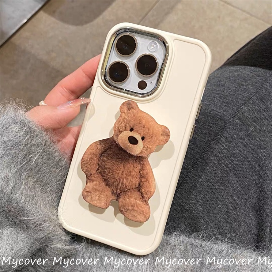Ốp Điện Thoại Silicon Chống Sốc Có Giá Đỡ Hình Gấu Cho iPhone 11 12 13 14 Pro Max X Xr Xs 8 7 6 Plus SE 2020
