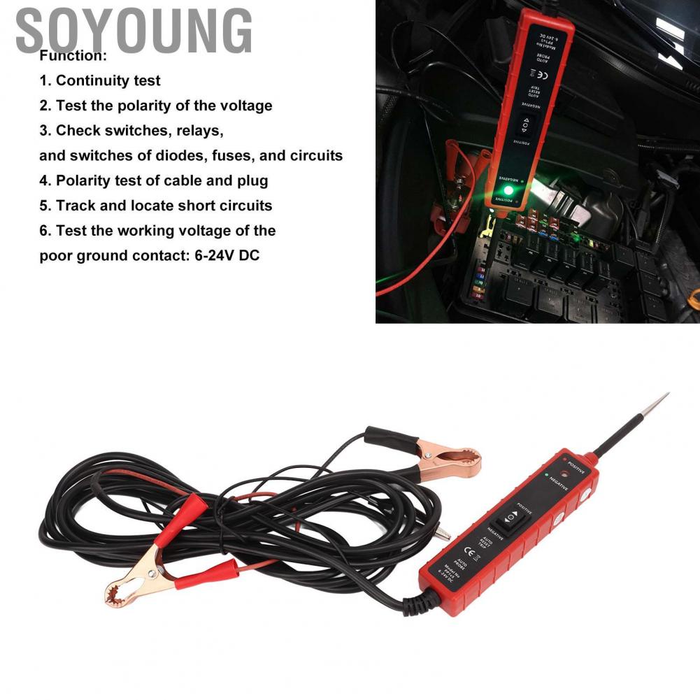 Soyoung Car  Tool 6‑24V DC Automotive Electric Circuit Tester Power Probe Detector 7A Break Current Locate Short Circuits