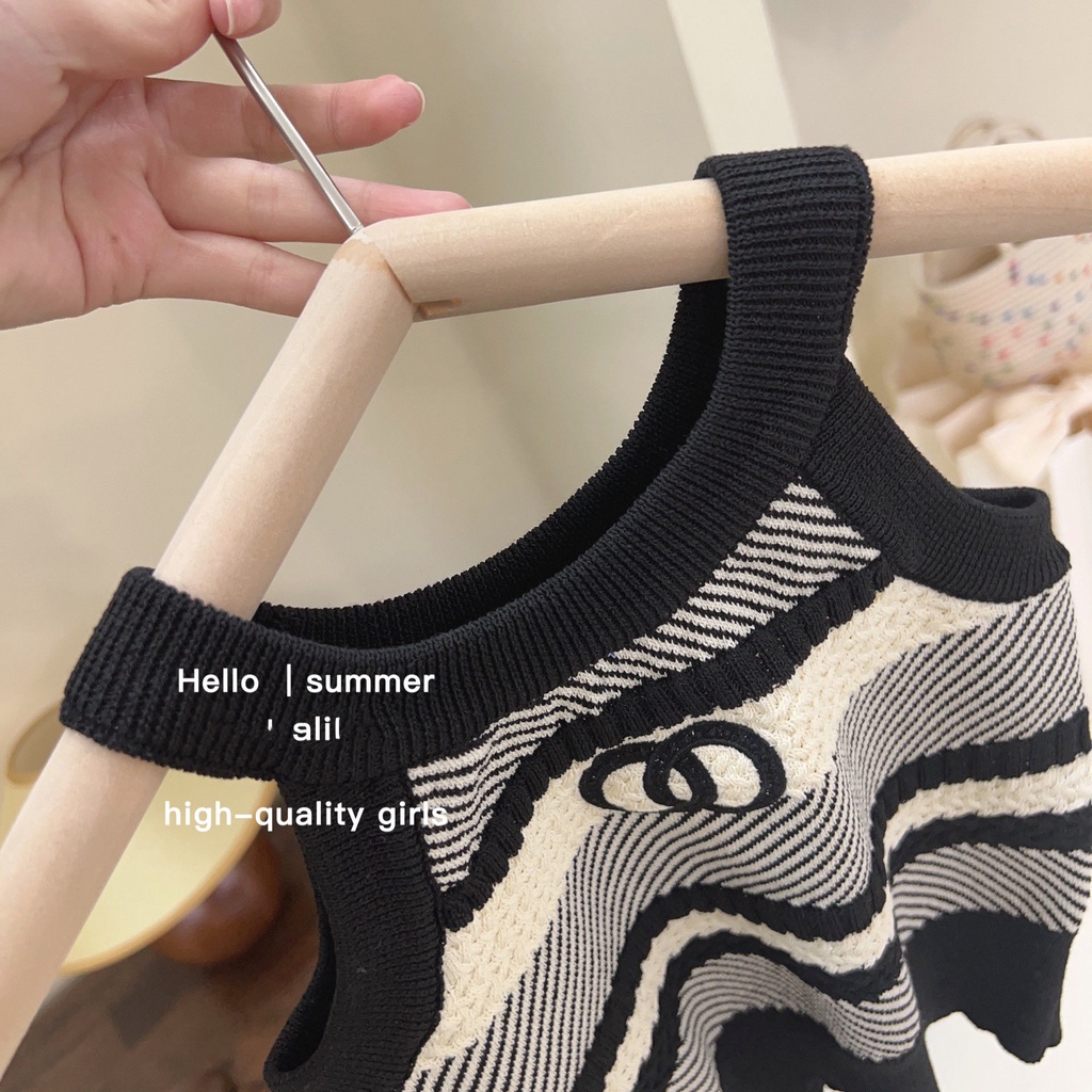 Set Đồ Thời Trang Mùa Hè 2023 Gồm Áo Sát Nách Và Quần Dài Phong Cách Tiktok Live Burst Cho Bé Gái