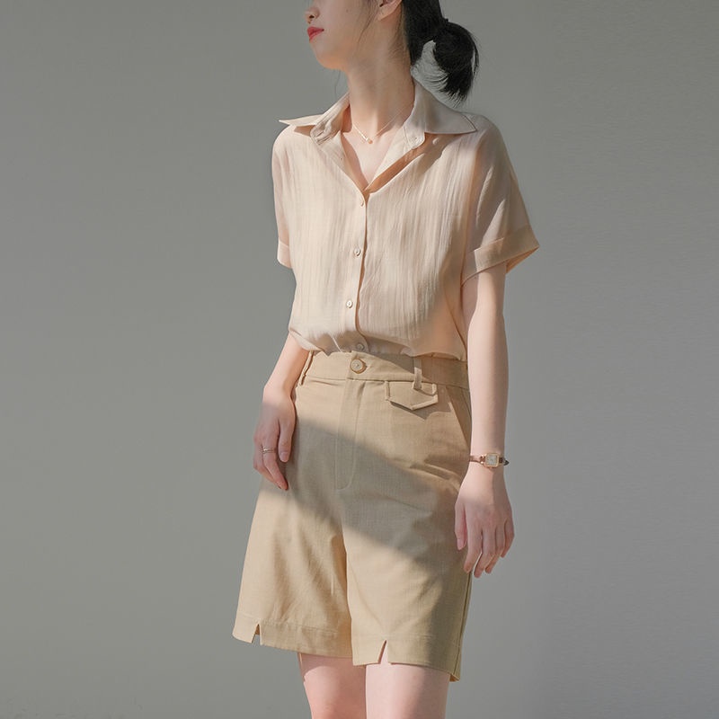 Áo Sơ Mi Mỏng Nhẹ Tay Ngắn Phong Cách Thời Trang Retro Dành Cho Nữ