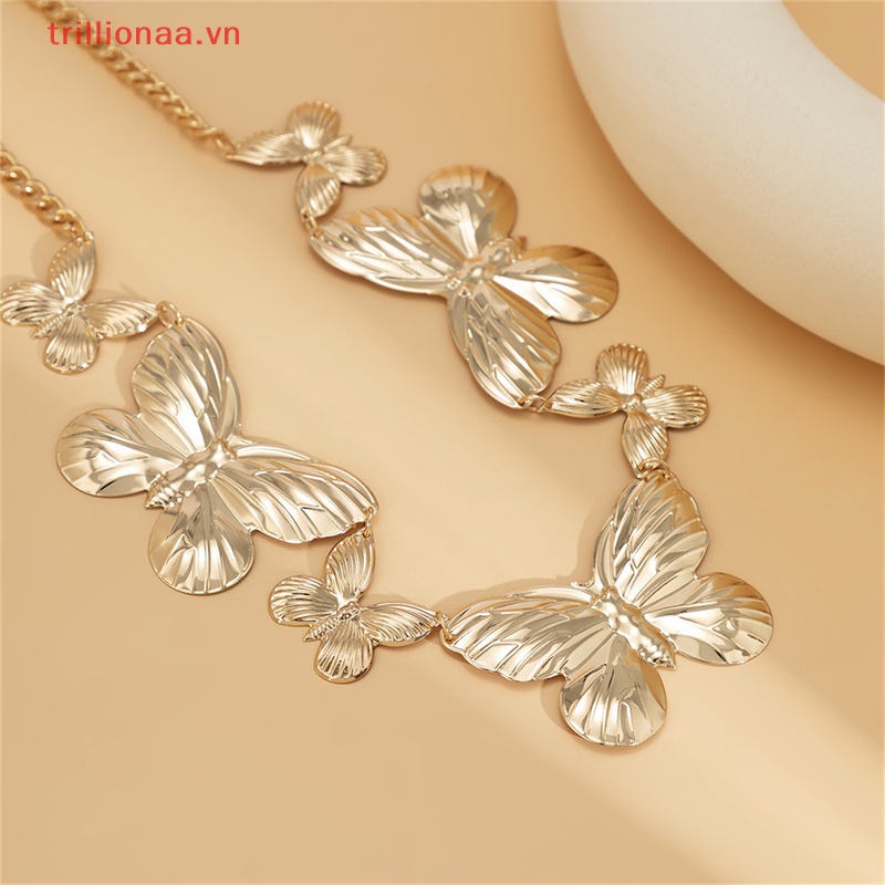 Dây Xích Đeo Hông Đính Hình Bướm Bằng Kim Loại Phong Cách Punk Đơn Giản Cho Nữ